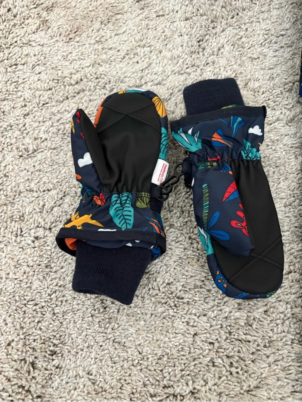 The Children's Place Navy Dino-Print Snow Bib with Red Fleece - Picture 5 of 7
